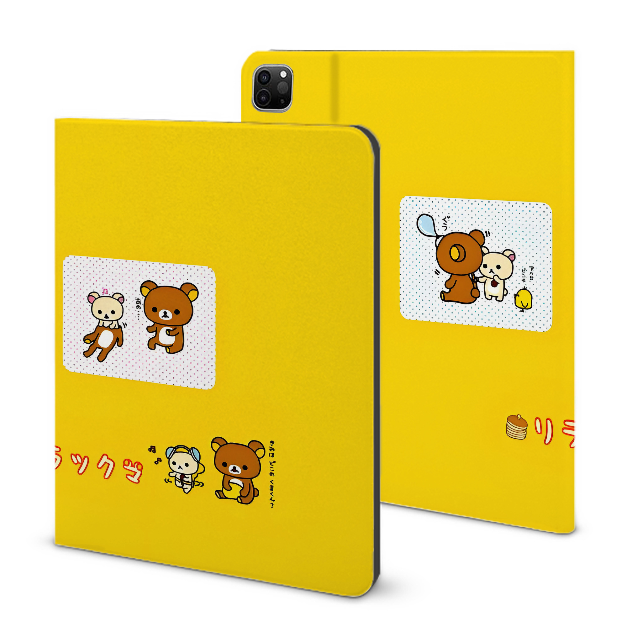 （画像用） リラックマ リラックマ キイロイトリ Rilakkuma Korilakkuma Kiiroitori IPad ケース ブック型 PUレザー TPU 耐衝撃 軽量 薄型 ペン収納なし 全面保護 IPad 各モデル対応